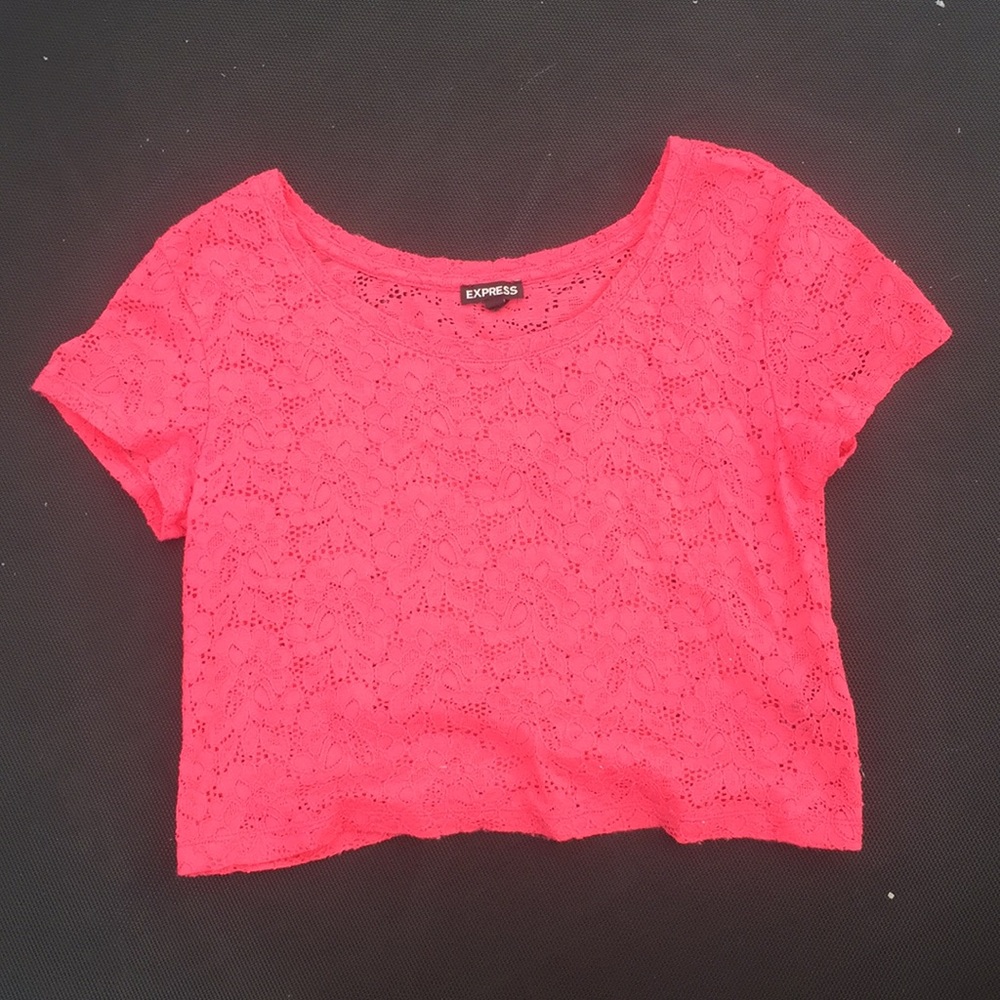 Express pink floral lace shirt